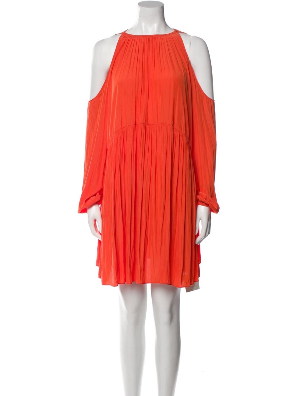 Ramy Brook Coral Cold-Shoulder Pleated Mini Dress - Size M